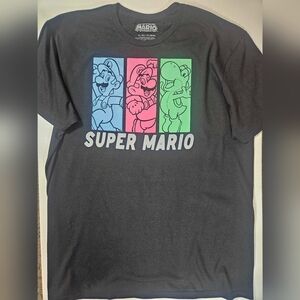 Mario Nintendo Mens T-shirt XL‎ MAD Engine Graphic Black Gaming Video Retro 90s